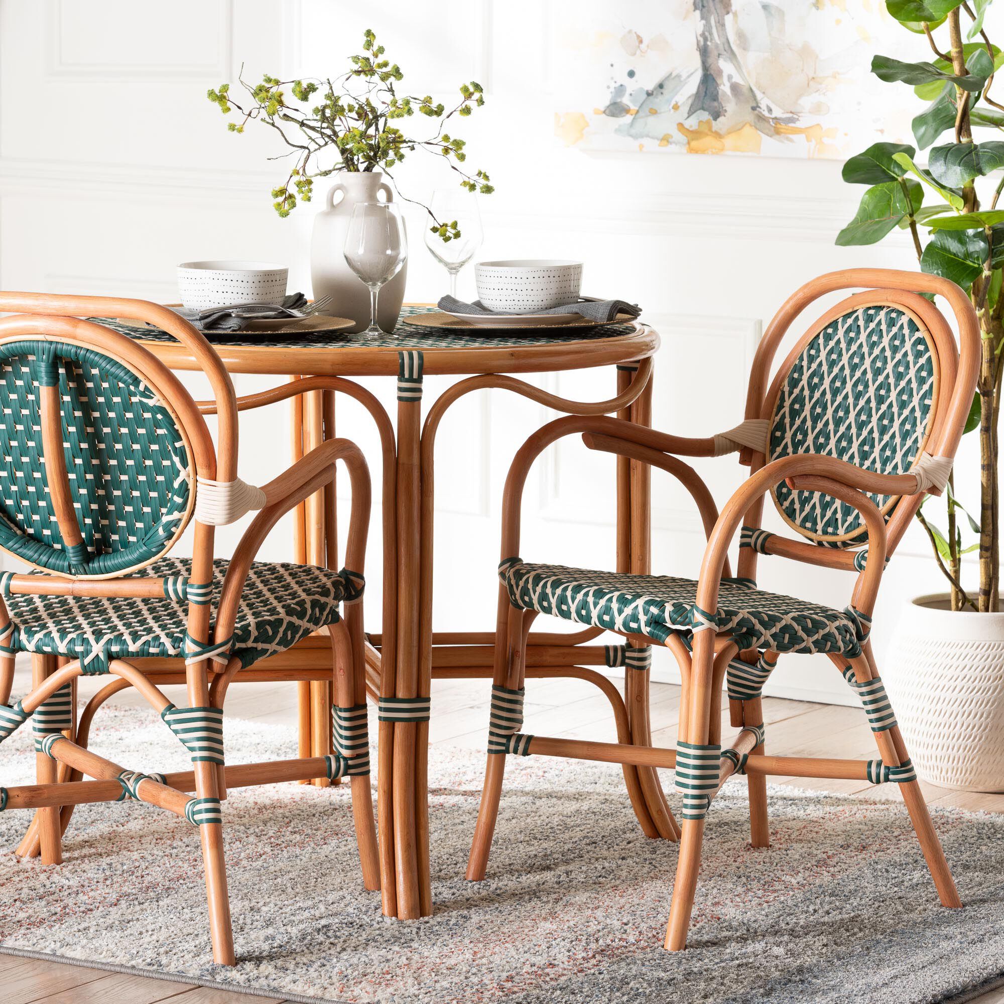 Mattie Rattan Bistro Chair, GREEN, hi-res image number 0