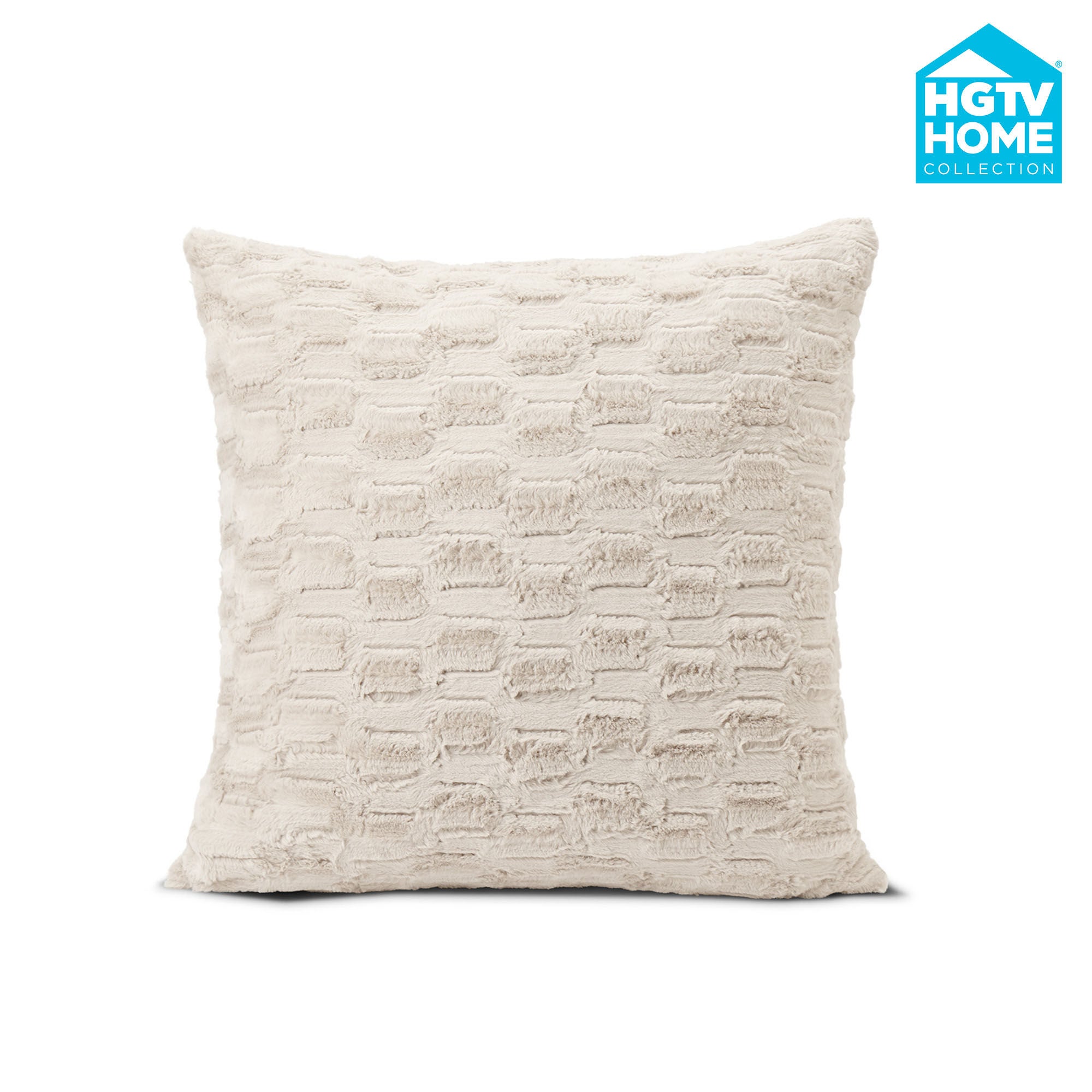 HGTV Art Deco Brushed Faux Fur Pillow Snowbound 22 x 22 inches, MULTI, hi-res image number 0