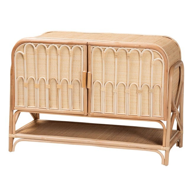 Gitano Bohemian Natural Rattan 2-Door Storage Cabinet, NATURAL, hi-res image number 0