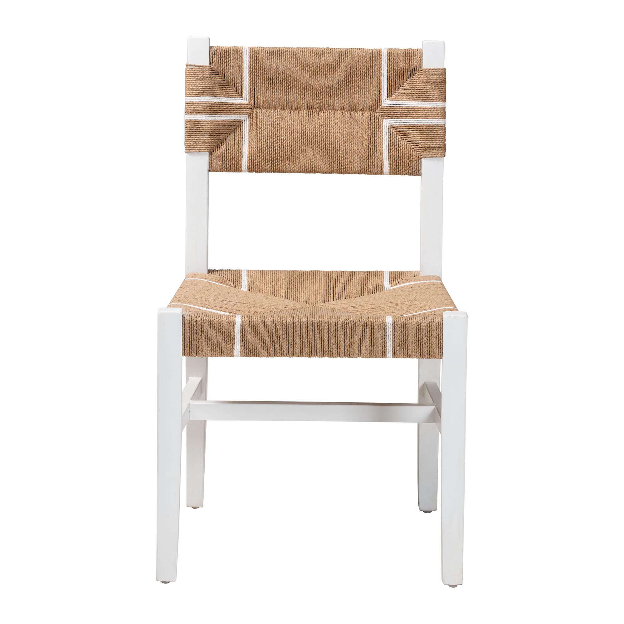Talli Bohemian Paper Loom and White Mahogany Wood Dining Chair, BROWN, alternate image number 2