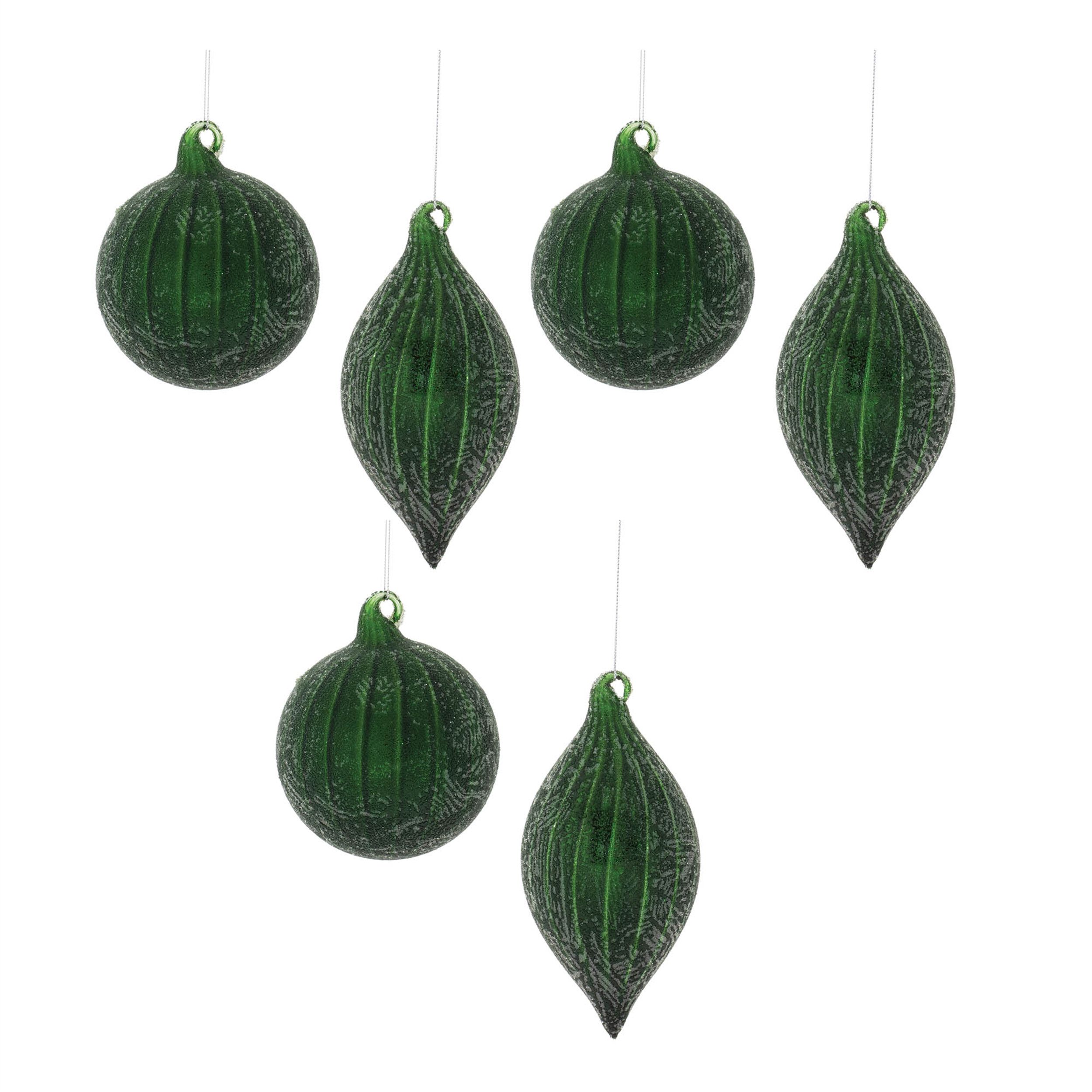 Beaded Glass Ornament (Set of 6), GREEN GRAY, alternate image number 6