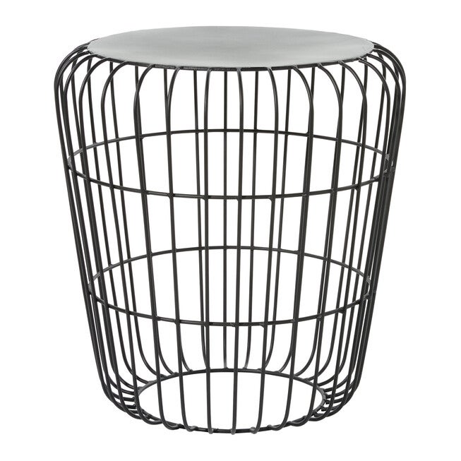 Grey Tin Industrial Outdoor Accent Table, GREY, hi-res image number 0