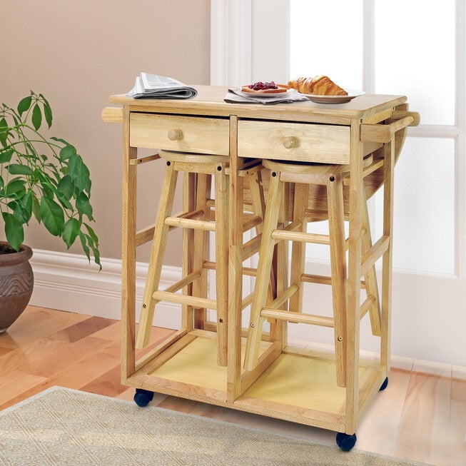 Breakfast Cart with Drop-Leaf Table-Natural, , alternate image number 8