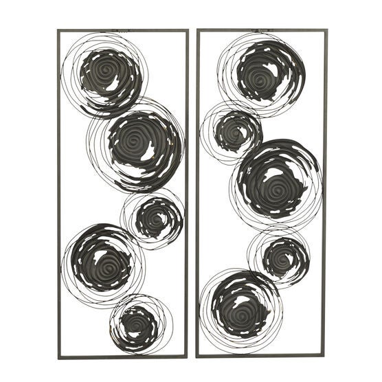Set Of 2 Black Metal Contemporary Wall Decor, , alternate image number null