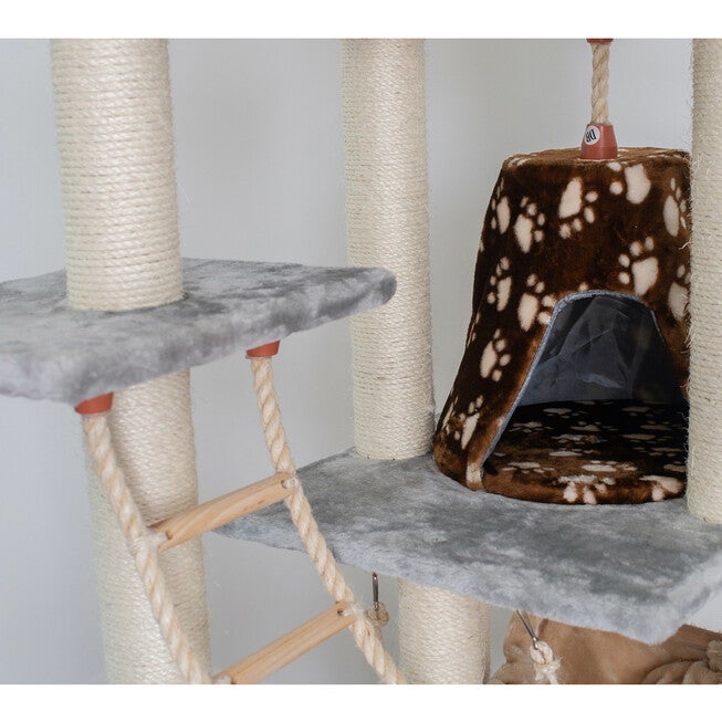 Real Wood 78 inches Cat Climber Play House With Lounge Basket, , alternate image number 6
