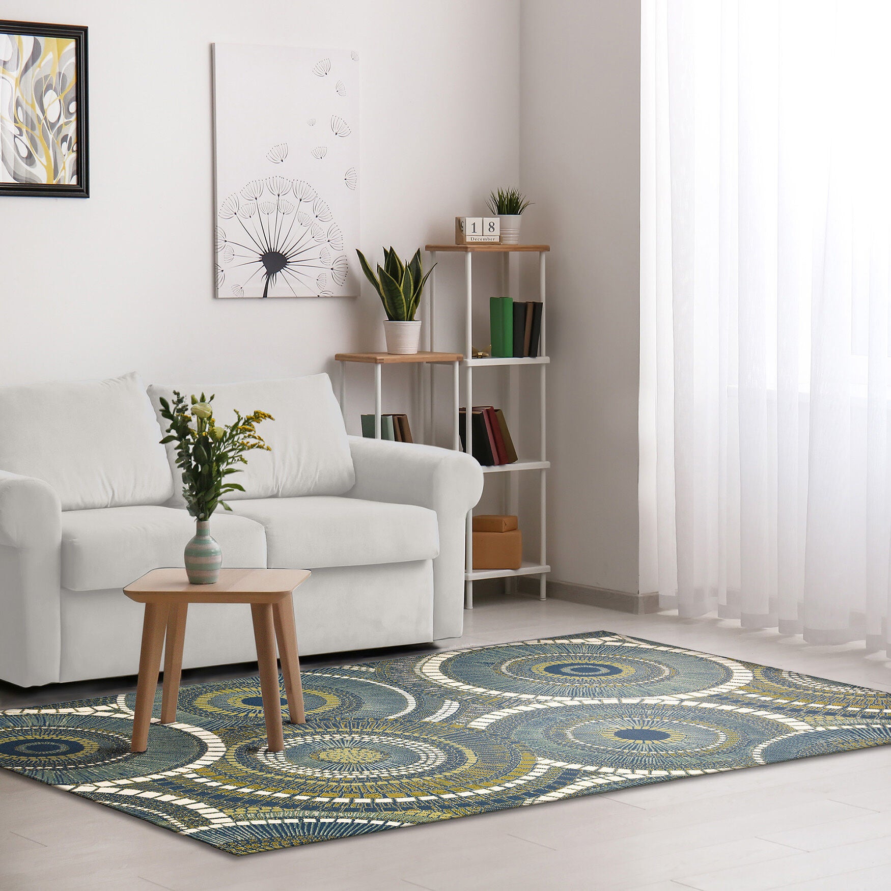 Liora Manne Marina Circles Indoor/Outdoor Area Rug Azure 6 feet 6 inches x 9 feet 4 inches, , alternate image number 4