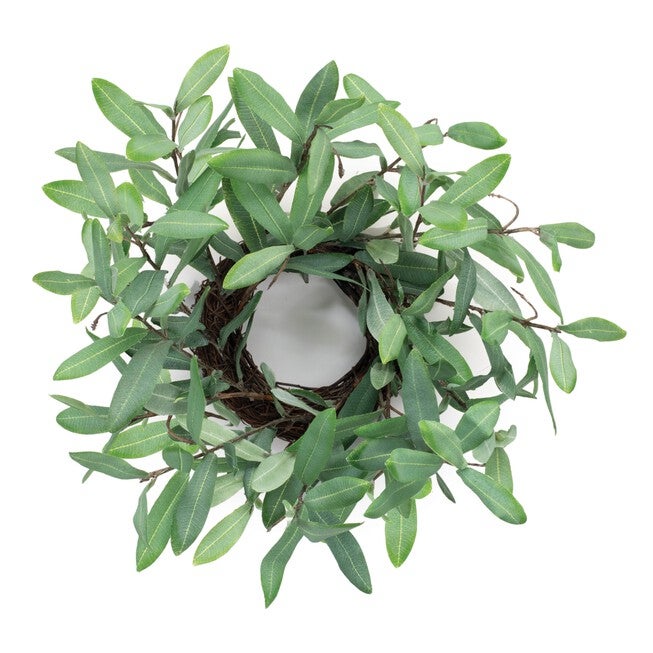 Olive Leaf Candle Ring 12 inchesD, GREEN, alternate image number 1