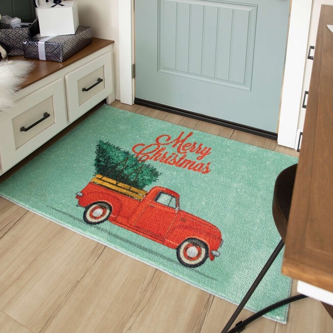 Merry Christmas Truck Kitchen Rug, , alternate image number null