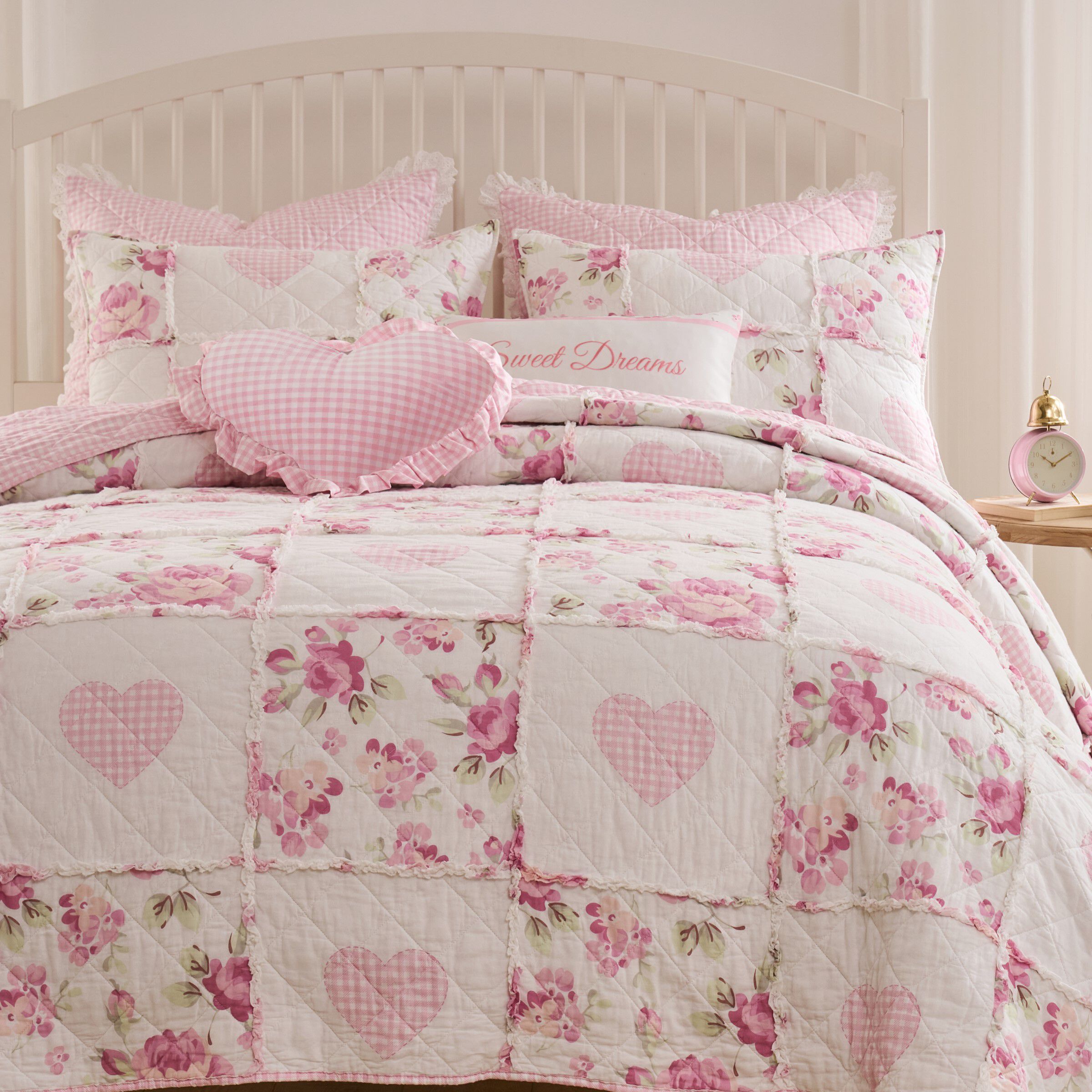 Veronica's Hearts Shabby Chic Ruffles Quilt Set, PINK, alternate image number 3