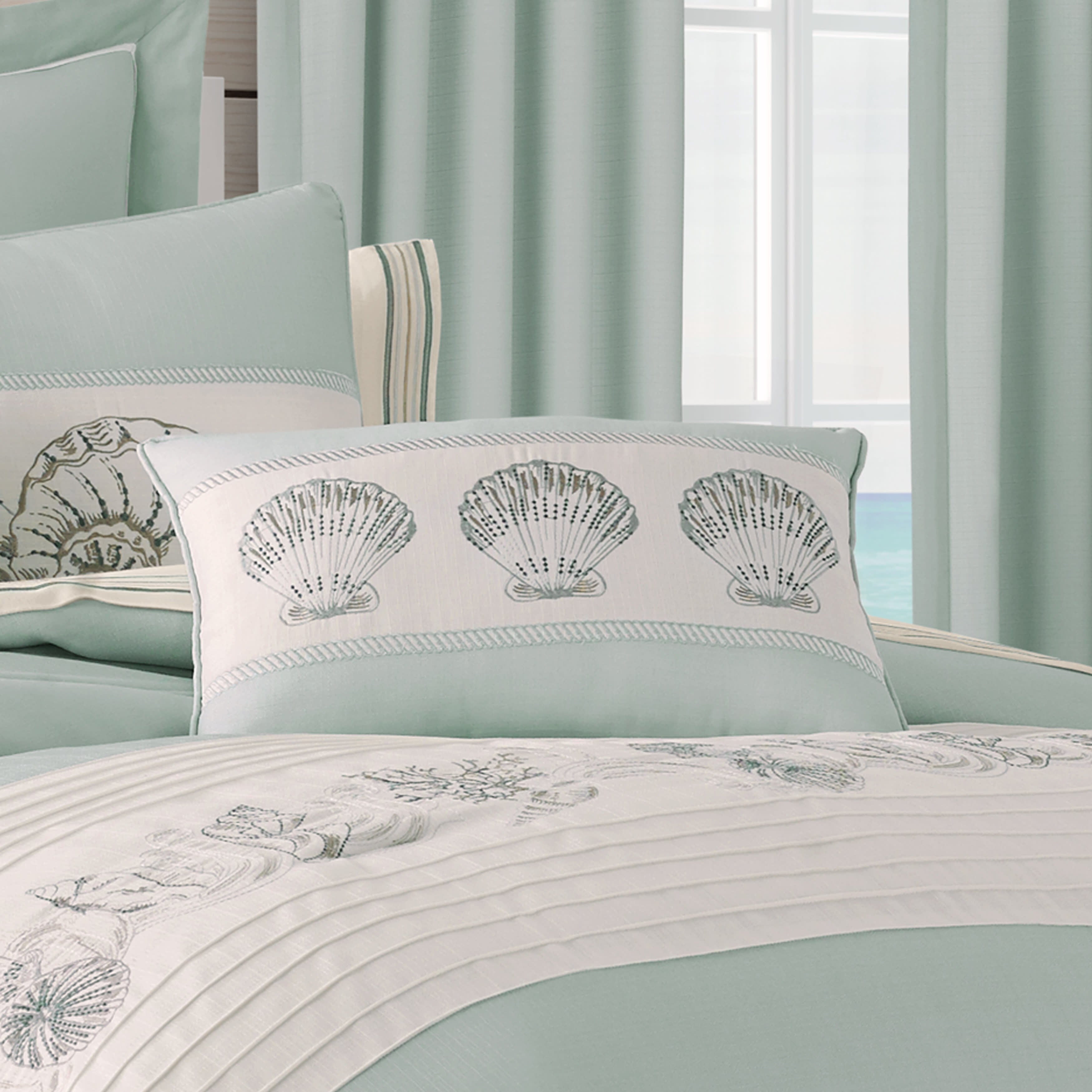 Water's Edge Boudoir Decorative Throw Pillow, AQUA, alternate image number 1