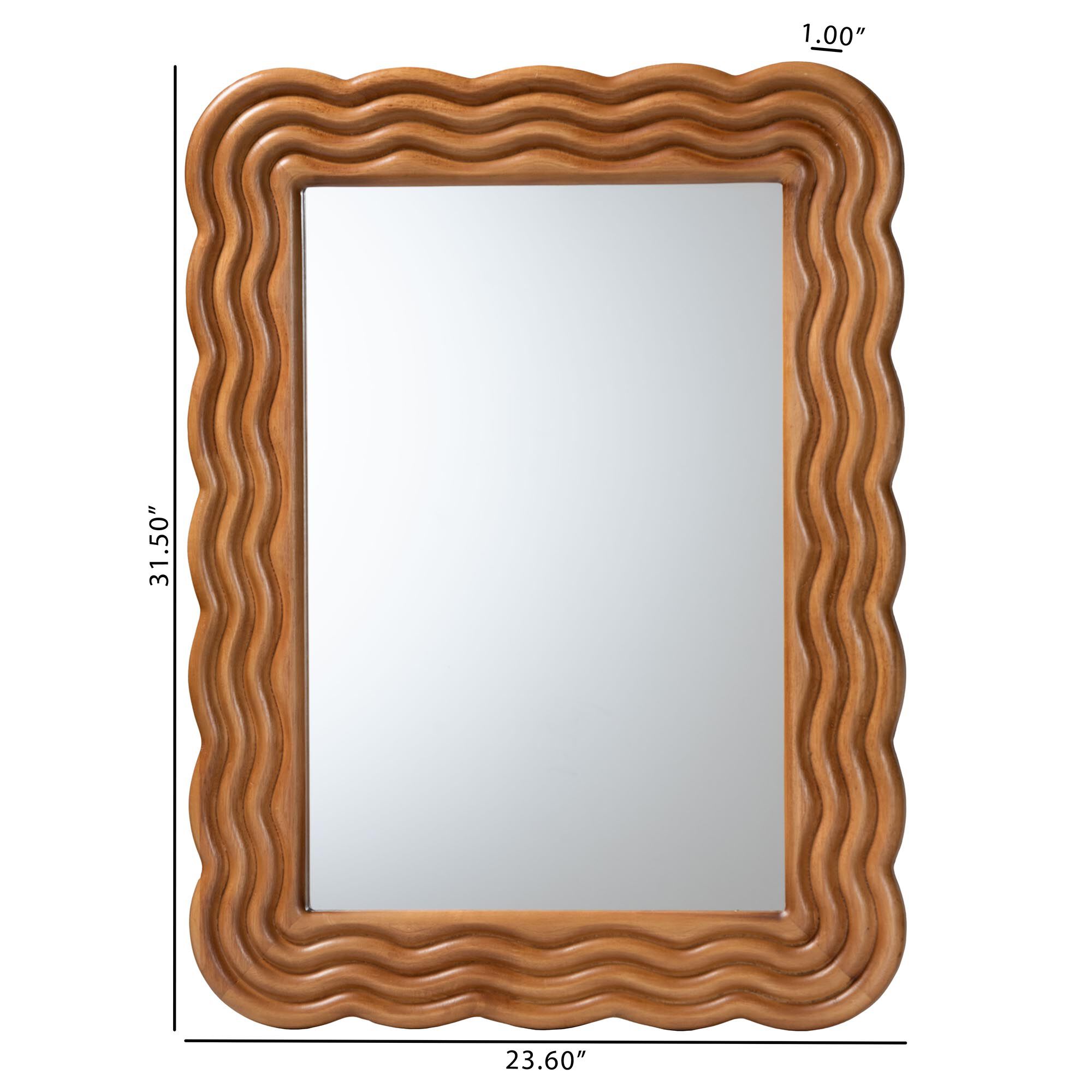 Acantha Modern Walnut Brown Scallop-framed Accent Mirror, BROWN, alternate image number 4