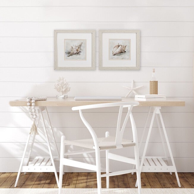 Seashell Textures Framed Wall Décor, Set Of 2, , on-hover image number 1