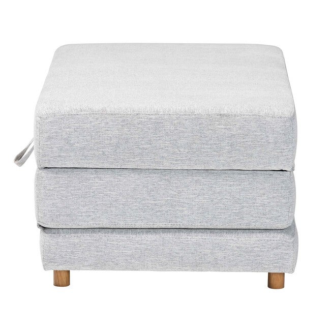 Sabriel Modern Light Grey Fabric Convertible Sleeper Ottoman, LIGHT GREY/OAK BROWN, alternate image number null