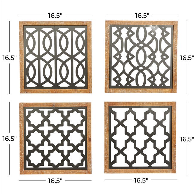 Set Of 4 Black Wood Contemporary Wall Decor, , alternate image number 5