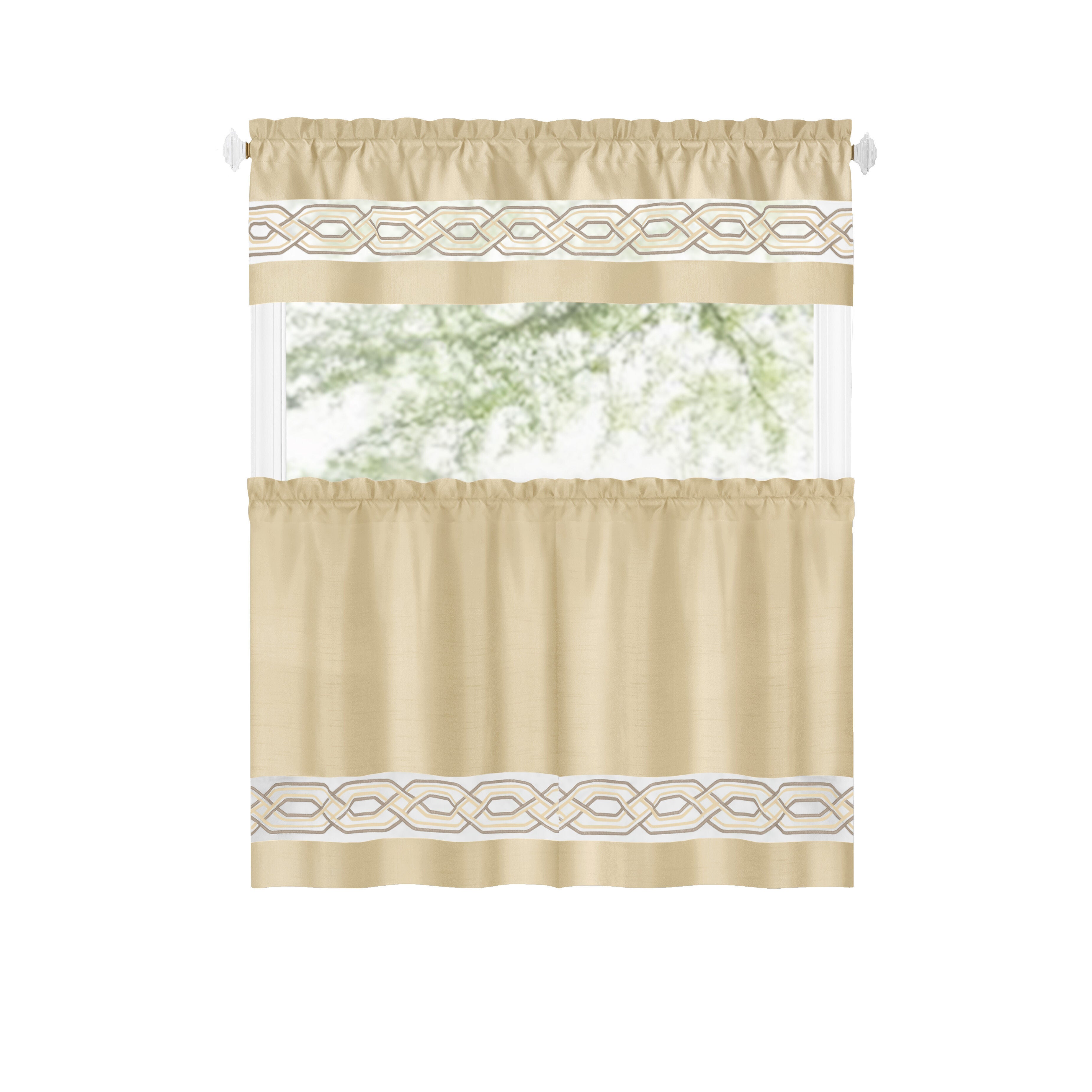 Paige Tier and Valance Window Curtain Set, TAN, alternate image number 2