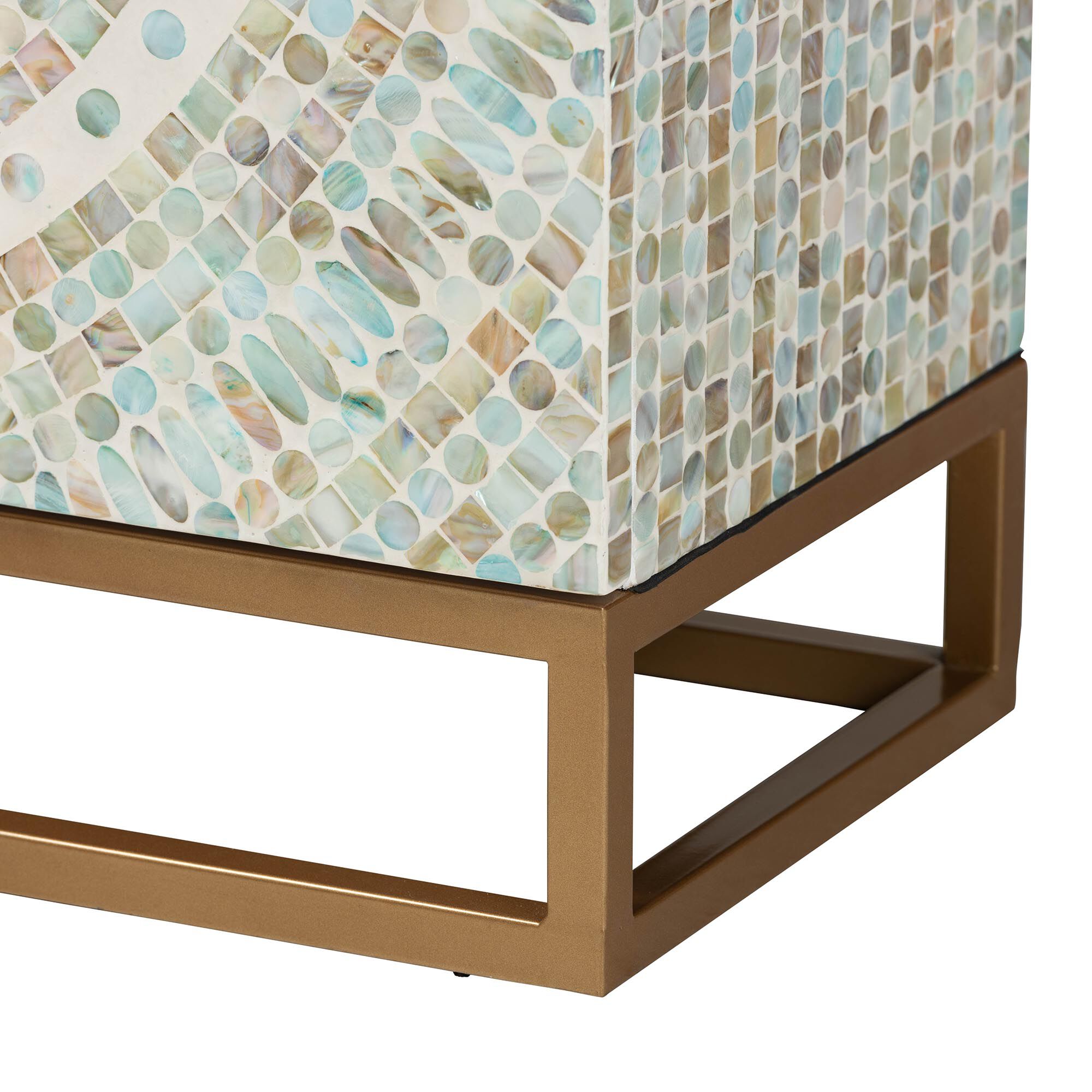 Quintus Modern Bohemian Multicolor Mother of Pearl and Gold Metal Storage Cabinet, MULTICOLOR, alternate image number 7