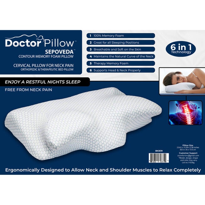 Sepoveda Contour Memory Foam Pillow, WHITE, alternate image number null