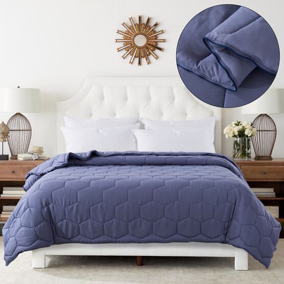 Honeycomb Down Alternative Blanket, Granite/Blue, , alternate image number null