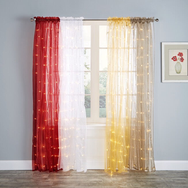 Pre-Lit Rod-Pocket Curtain Panel, , alternate image number null
