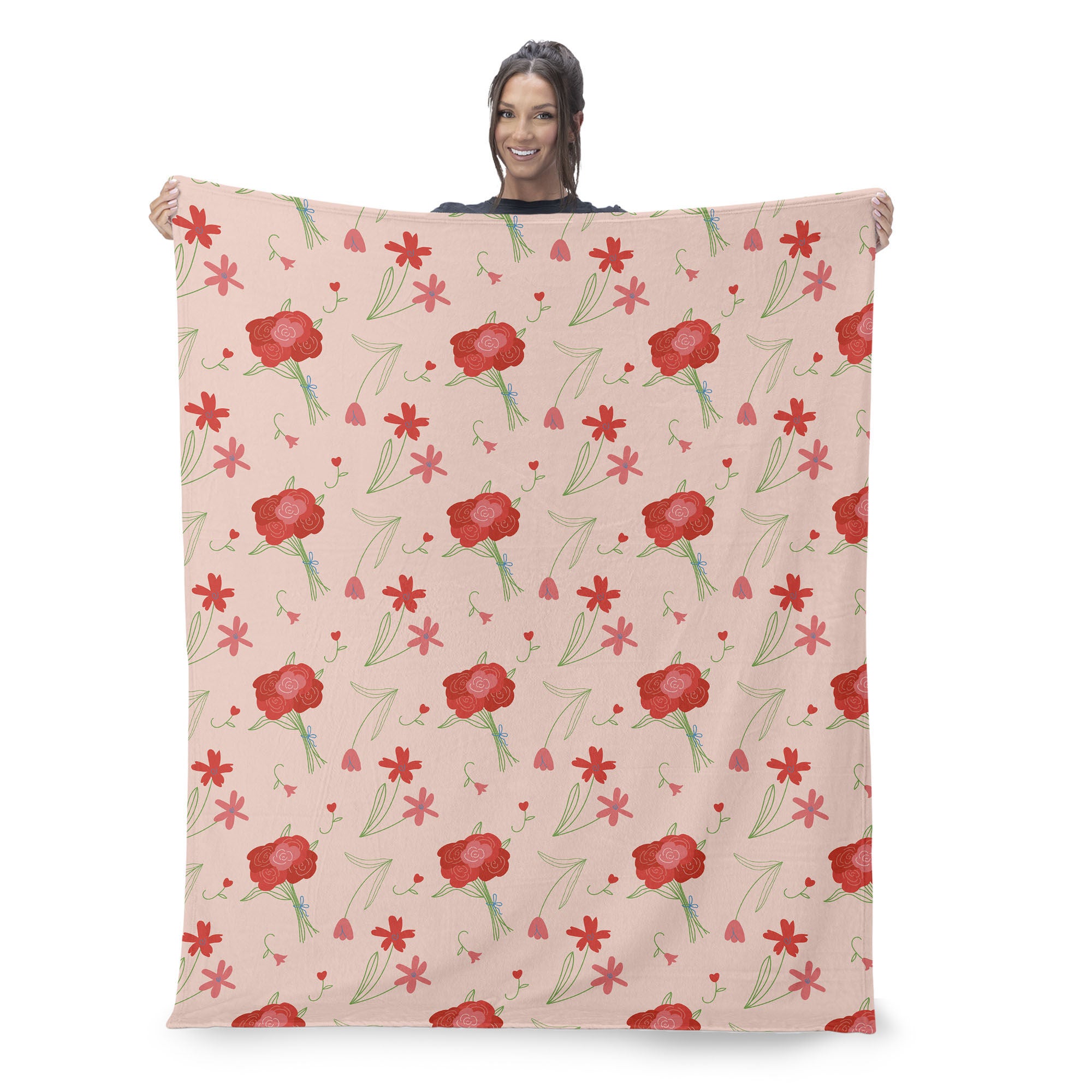 Valentine's Day Flowers Silk Touch Throw Blanket 50x60 Inches, FLOWER THROW, on-hover image number 1