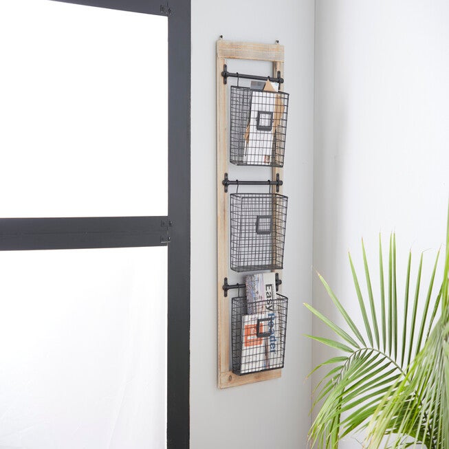 Black Metal Farmhouse Magazine Rack Holder Magazine Rack Holder, , alternate image number null