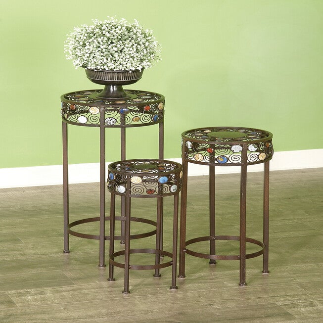 Set Of 3 Black Metal Traditional Plantstand, , alternate image number 9