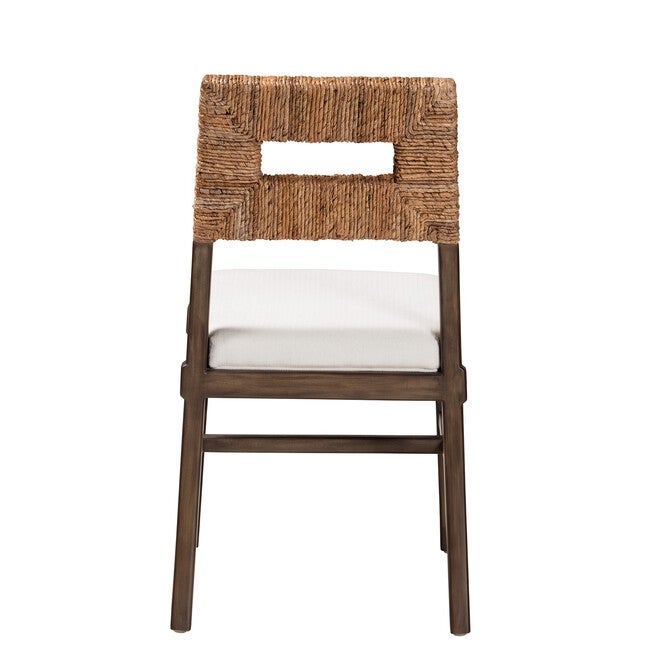 Porsha Modern Bohemian Dark Brown Finished Mahogany Wood And Natural Rattan Dining Chair, , alternate image number null