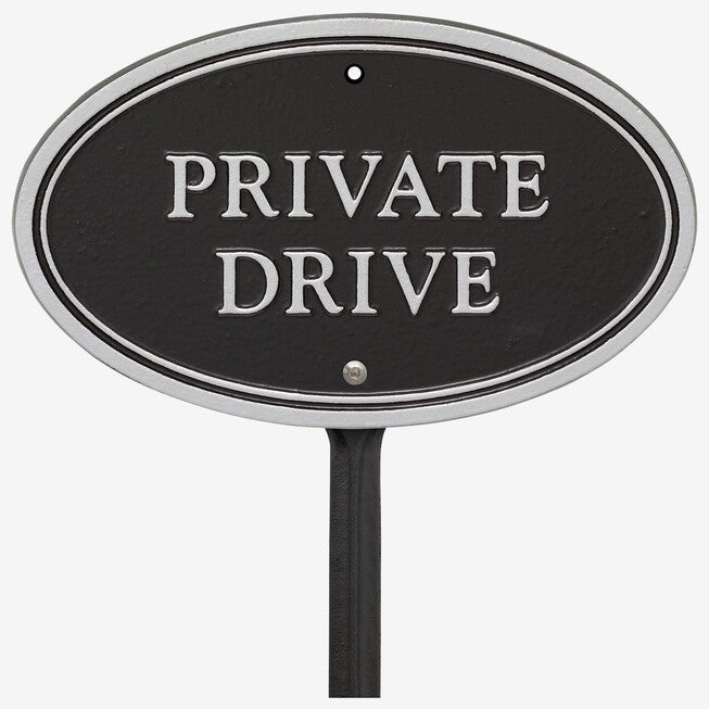 Private Drive Oval Wall/Lawn Statement Plaque, BLACK SILVER, hi-res image number null