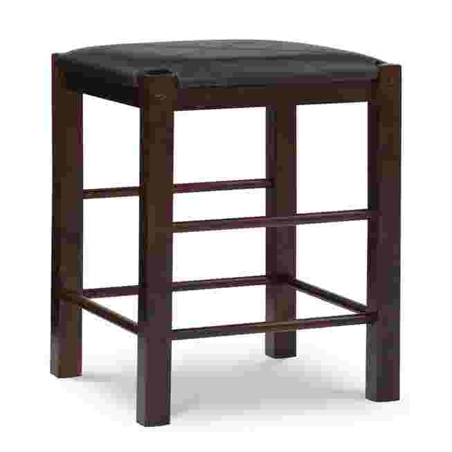 Close-up of a black bar stool