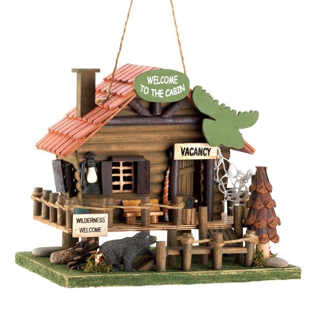 Rustic Woodland Cabin Birdhouse, MULTICOLOR, hi-res image number null
