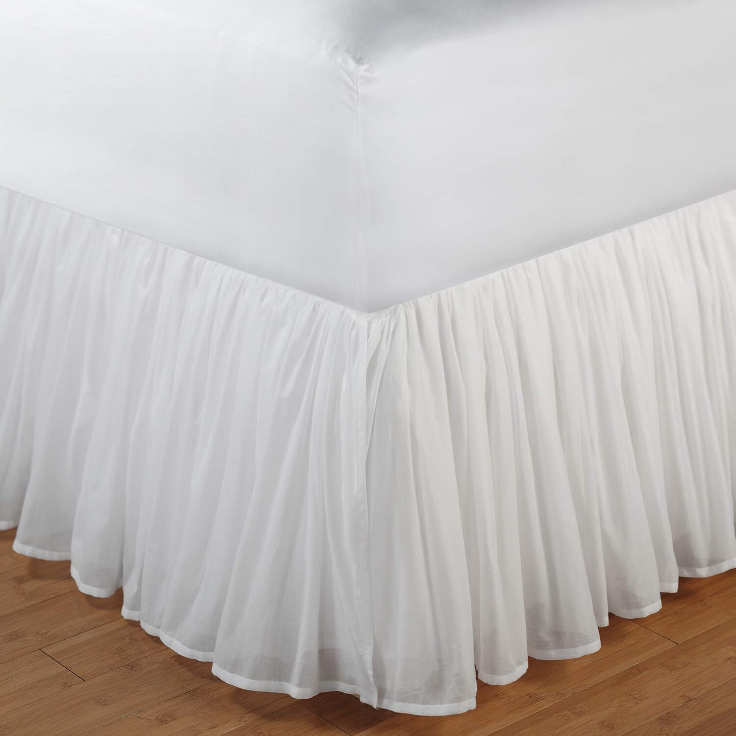 Cotton Voile Bedskirt, WHITE, alternate image number 3