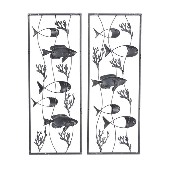 Set Of 2 Metal Coastal Fish Wall Decor, , on-hover image number null
