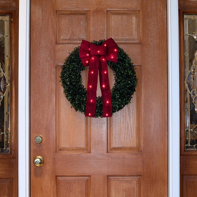 Red LED Wired Ribbon Bow, RED, hi-res image number null