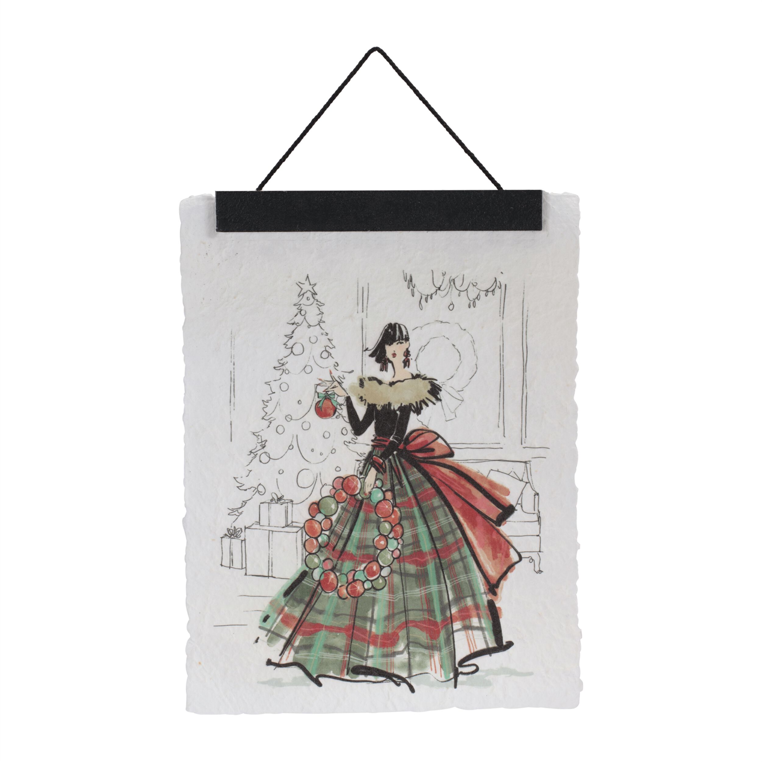 Vintage Holiday Fashion Illustration Banner (Set of 2), WHITE GREEN PEACH, alternate image number 2