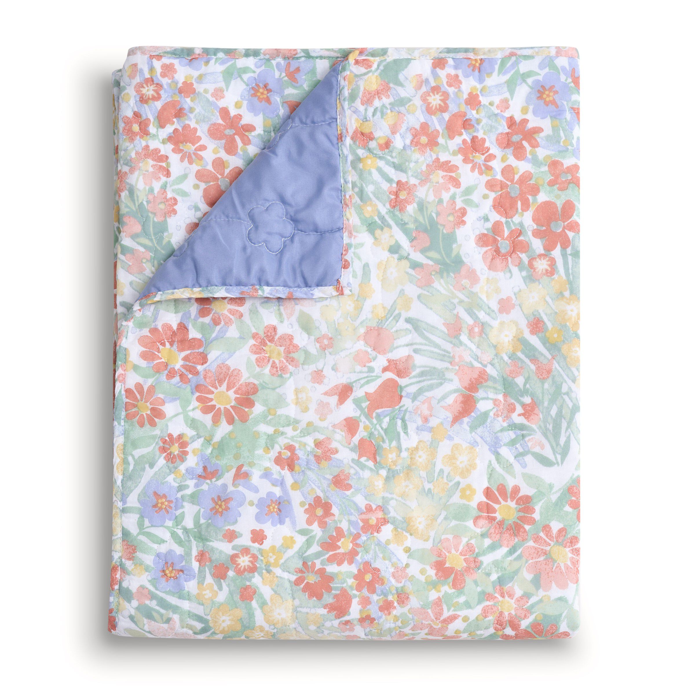 Alice Pastel Floral Meadow Quilted Throw Blanket, PASTEL, alternate image number 3