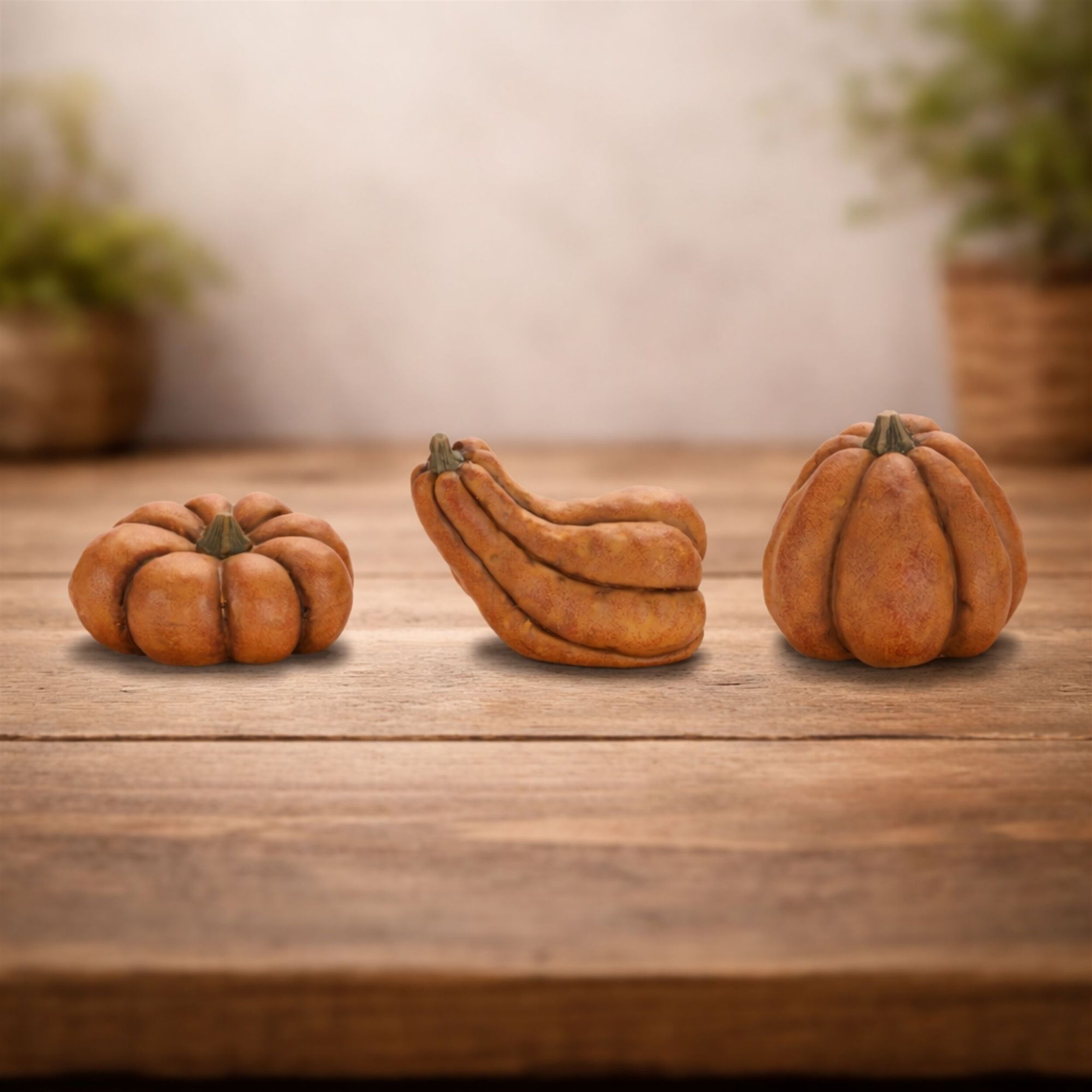 Rustic Terra Cotta Pumpkin Decor (Set of 3), ORANGE, alternate image number 1
