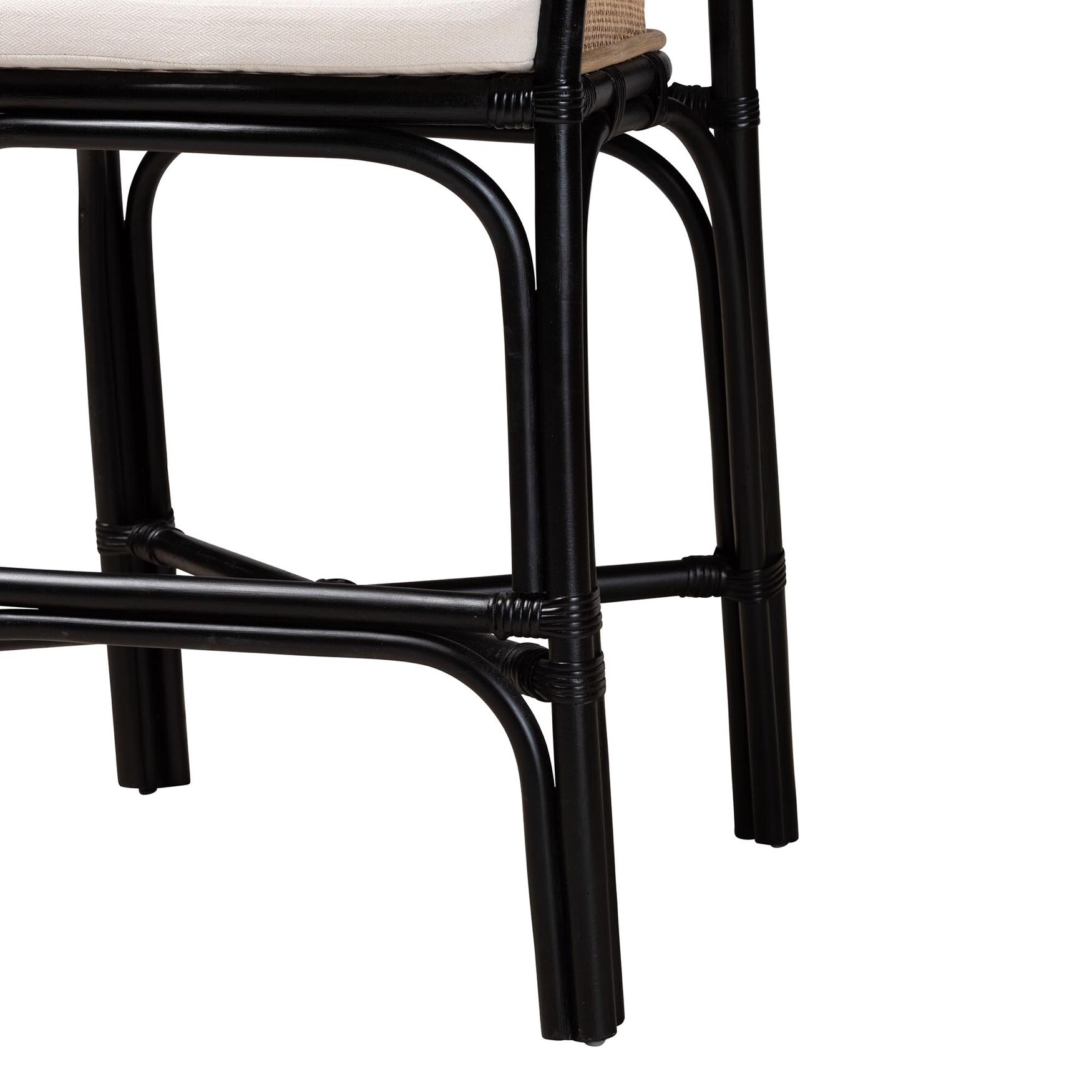 Miranda Modern Bohemian Two-Tone Black And Natural Brown Rattan Counter Stool, , alternate image number 5