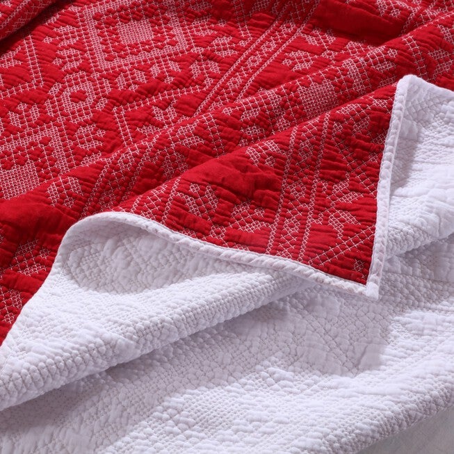 Holly, Cross Stitch Quilted Throw Blanket, , alternate image number 2