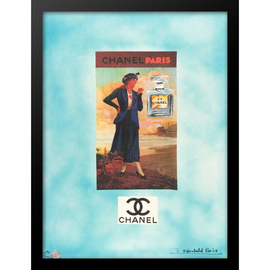 Vintage Chanel Lady Turquoise 14" x 18" Framed Print, TURQUOISE, hi-res image number null