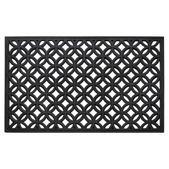 Wrought Iron Rubber Mat 18 inches x 30 inches, BLACK CIRCLE, hi-res image number 0