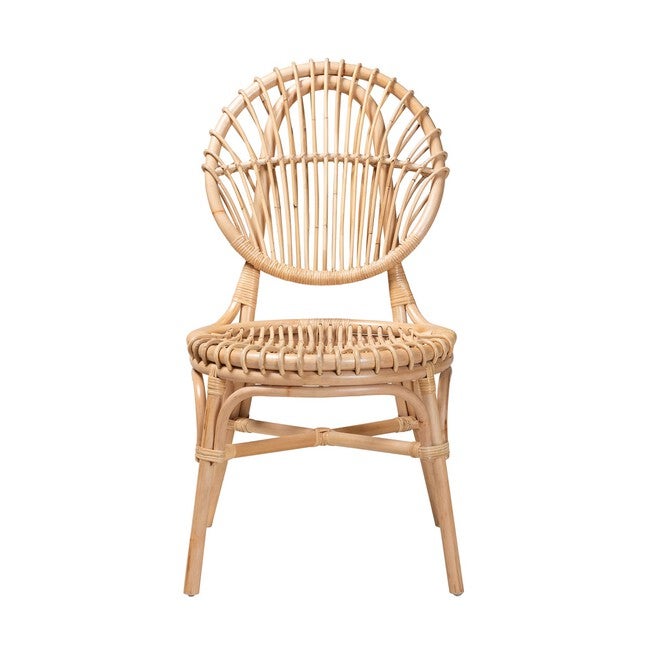 Iris Modern Bohemian Natural Brown Rattan Dining Chair, , on-hover image number null