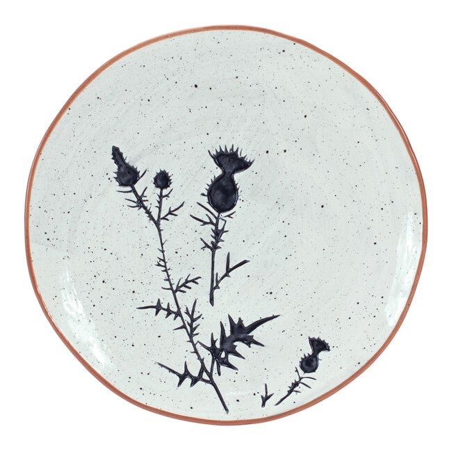 Plate (Set of 4) 8 inchesD Ceramic, BLACK/WHITE, alternate image number 1