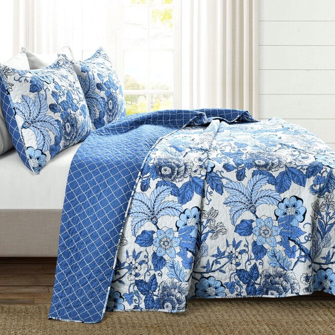 Lush Décor Sydney Quilt Black/Blue 3Pc Set, , alternate image number null