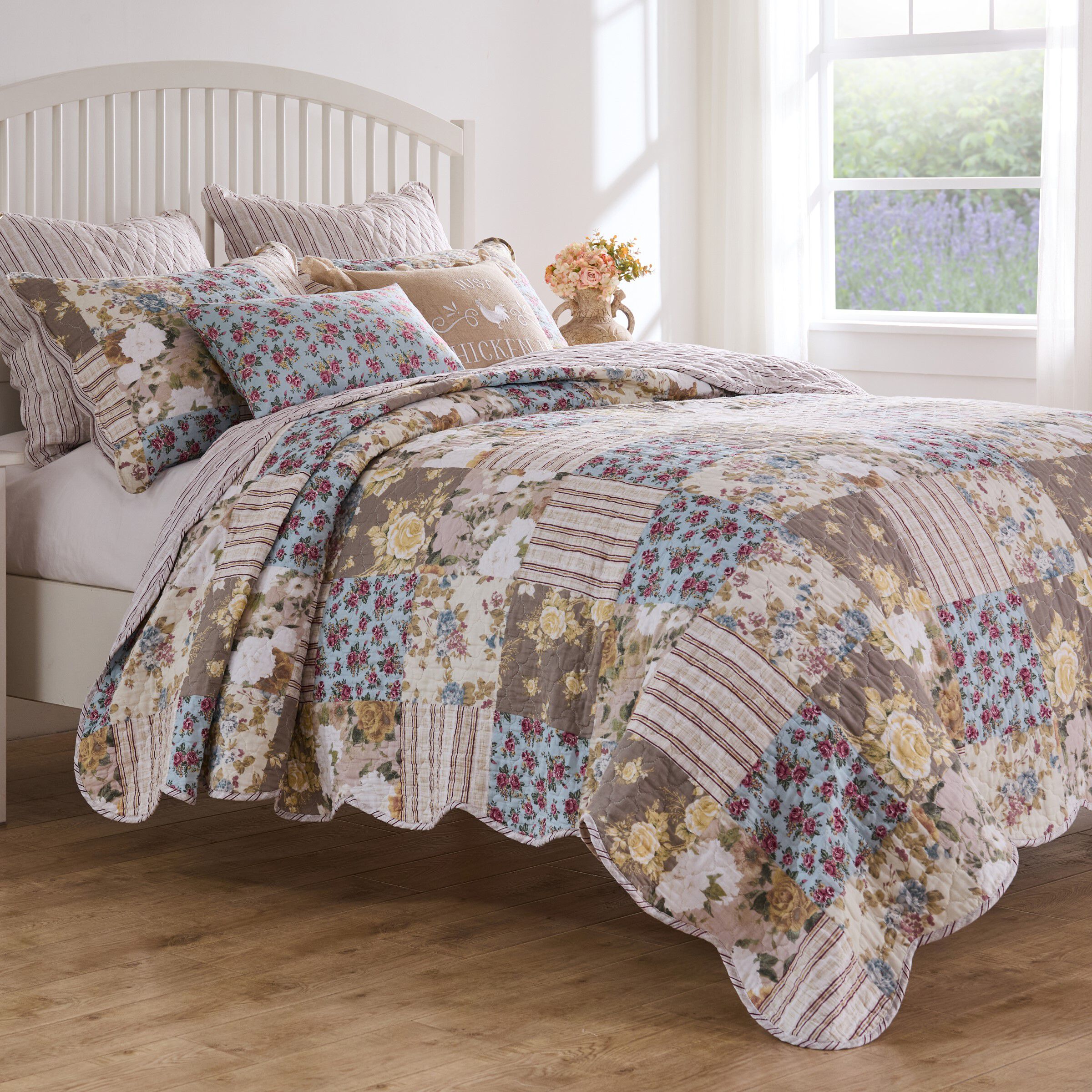 Greenland Home Fashions French Country Finely Stitched Quilt Set, 3-Piece King/Cal King, Multi, MULTI, alternate image number 3