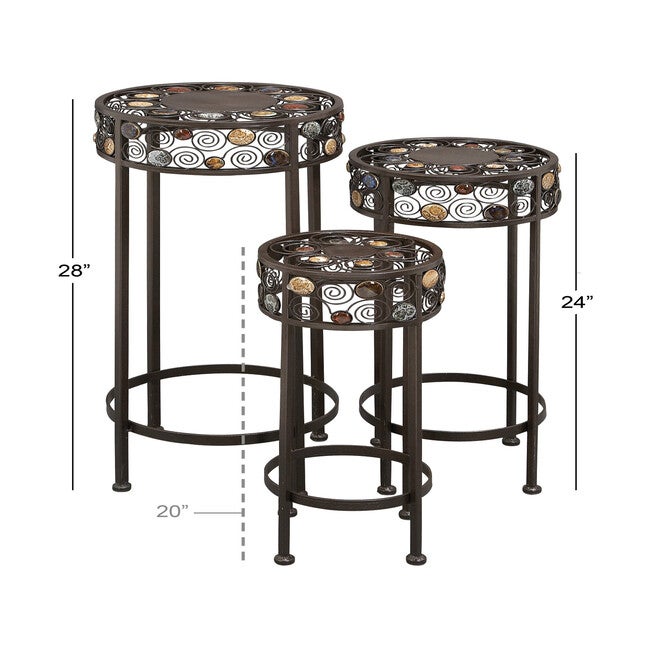 Set Of 3 Black Metal Traditional Plantstand, , alternate image number 8