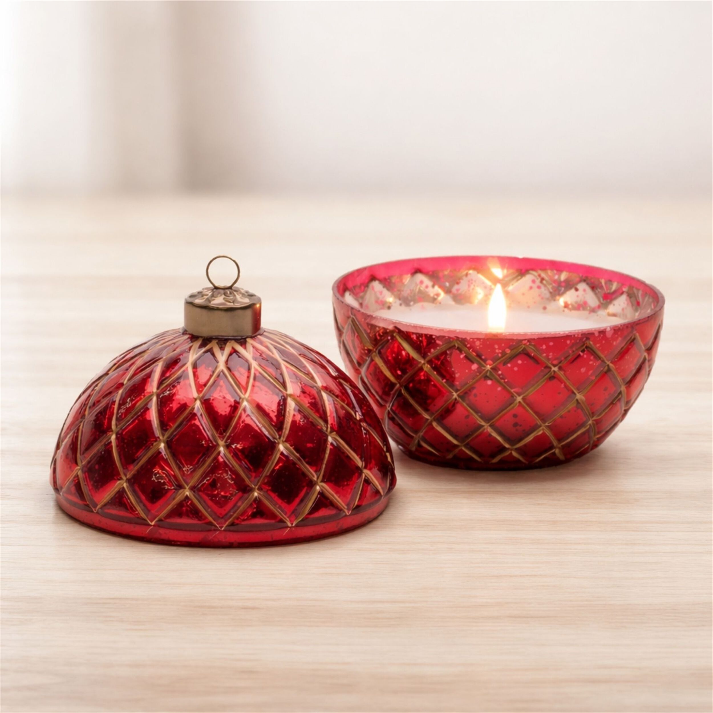 LED Candle Ornament 5.75 inchesD, RED GOLD, alternate image number 1
