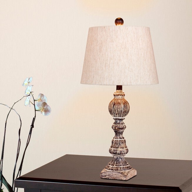 Cottage Antique Brown Resin 26 inches Table Lamp, Set 2, , on-hover image number 1