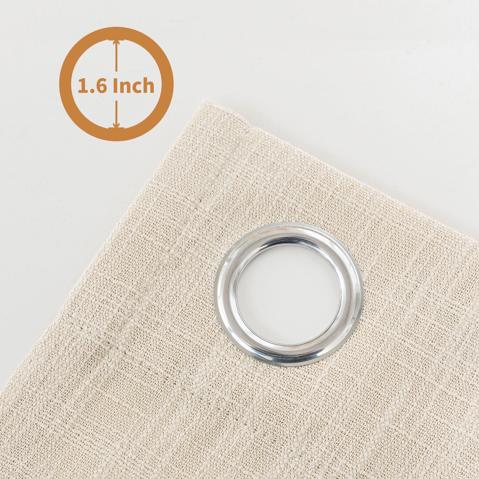 Slub Linen Texture Privacy and Light Filtering Grommet Pair, BEIGE, alternate image number 2