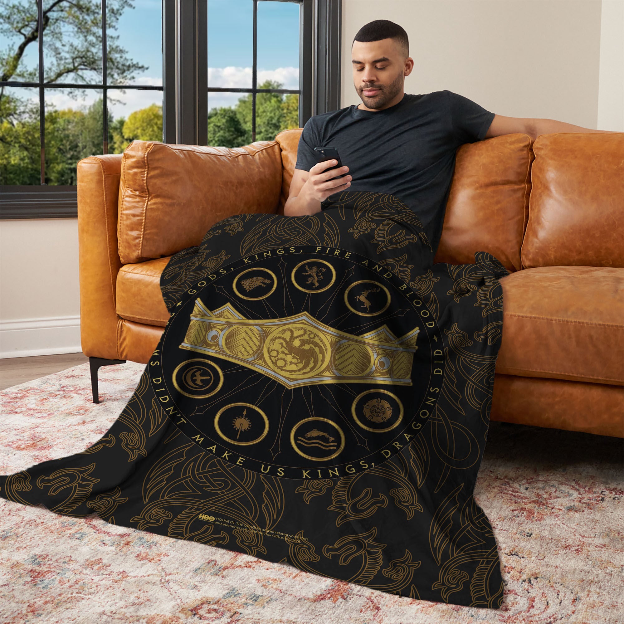 Warner Bros. House of the Dragon Dragons Did Silk Touch Throw Blanket 40x50 Inches, BLACK, alternate image number 2