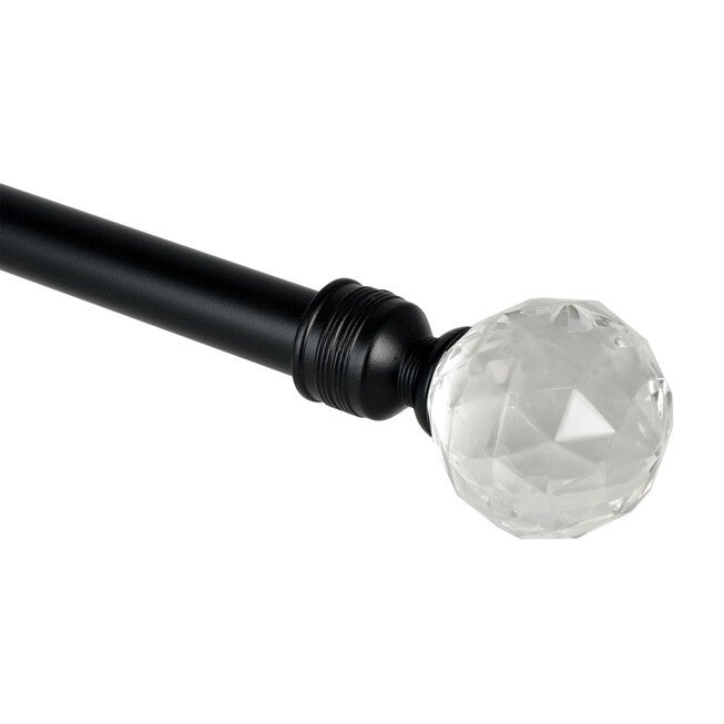 48 inches-86 inches Rod set with Disco Finial, BLACK, hi-res image number 0